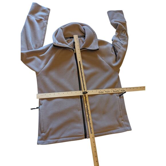 Calvin Klein Performance Fleece Jacket Women Large Zip Beige Pink Soft Warm Cozy - Picture 8 of 12